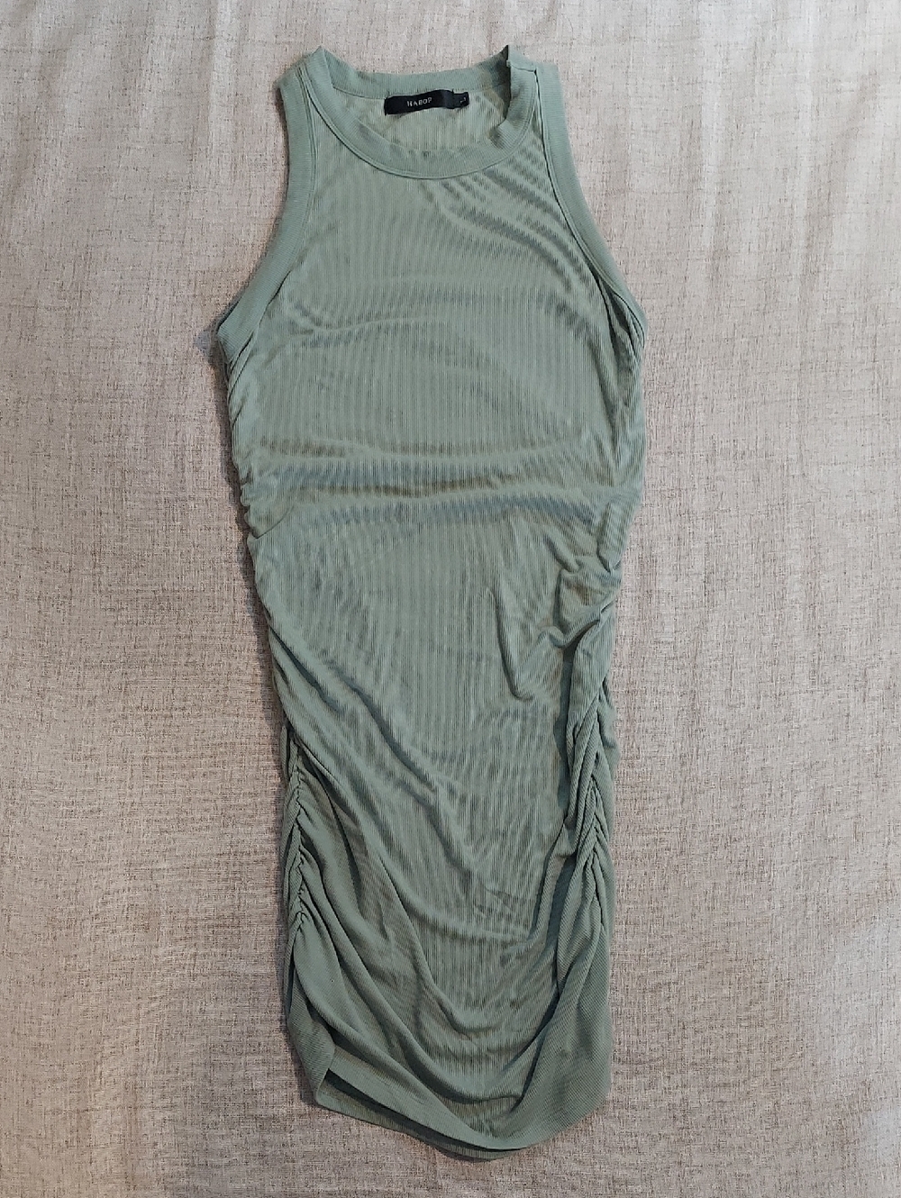 Boutique Sage Green Ribbed Bodycon Midi Dress Sz. L